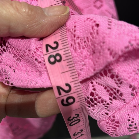 Duchess Lace Overlay, lined, crossback bow back, round neck,short sleeve,flare - Picture 6 of 7